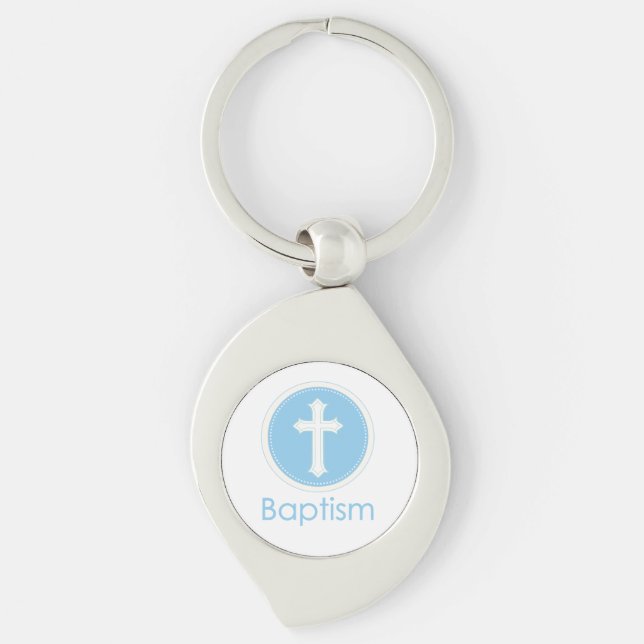 Baptism, eget namn, Guds blå barn Swirl Silverfärgad Nyckelring (Framsidan)