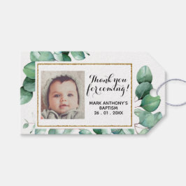 Baptism Elegant Eucalyptus Greenery TACK Presentetikett