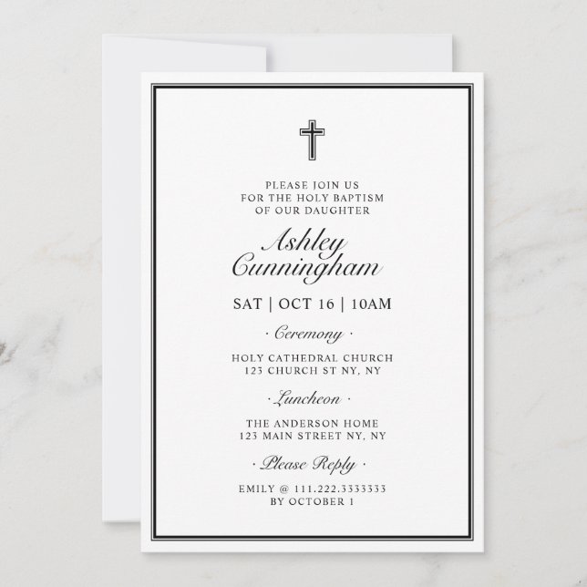 Baptism Elegant Modern QR-kod Kor Inbjudningar (Framsida)