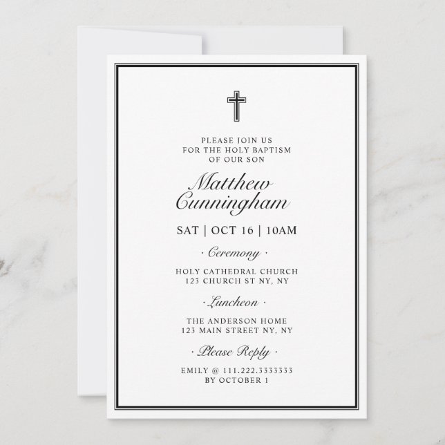 Baptism Elegant Modern QR-kod Kor Inbjudningar (Framsida)