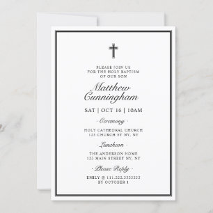 Baptism Elegant Modern QR-kod Kor Inbjudningar