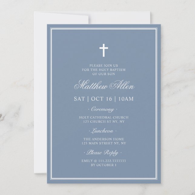 Baptism Elegant Modern QR-kod Kor Inbjudningar (Framsida)