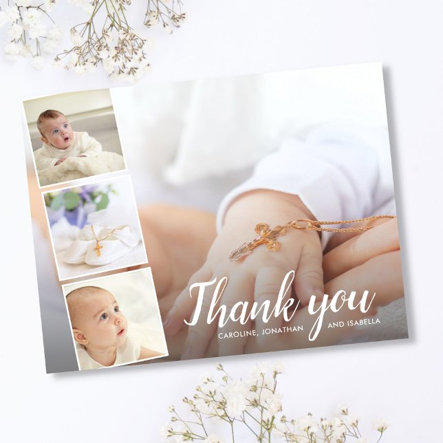 Baptism eller Christening Tack 4 Photo Collage Vykort (Skapare uppladdad)