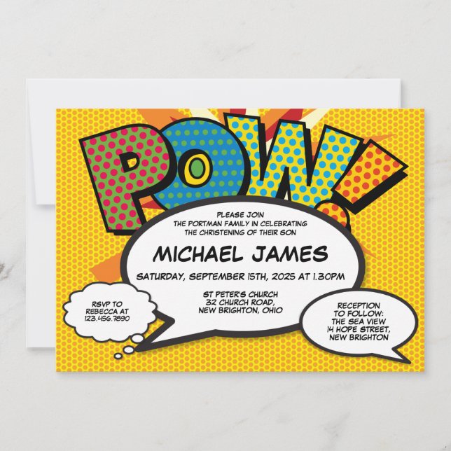 Baptism - en modern Tecknad - genusneutralt Inbjudningar (Framsida)