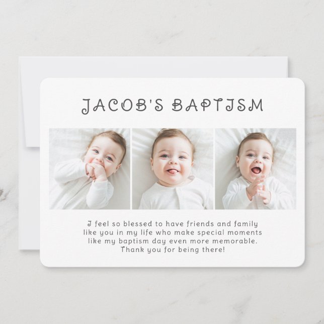 Baptism Enkel modern Chic tre foto Tack Kort (Framsida)
