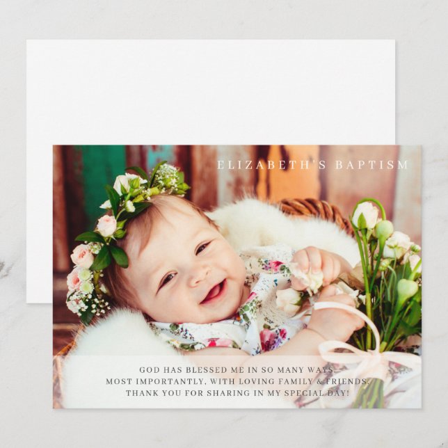 Baptism - enkelt foto till modern Chic Tack Kort (Fram/baksida)