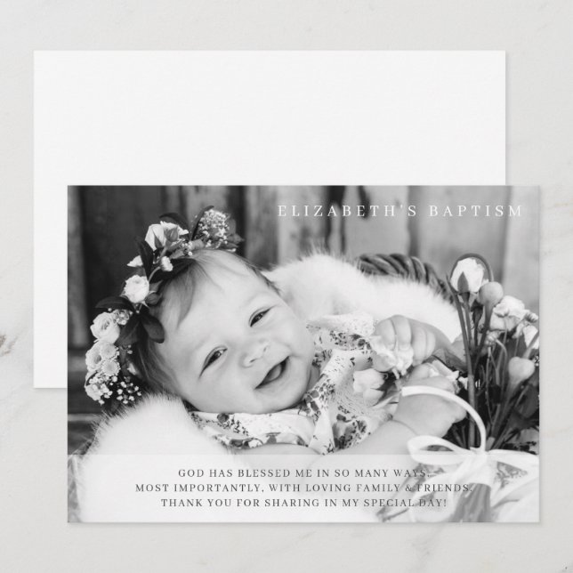 Baptism - enkelt foto till modern Chic Tack Kort (Fram/baksida)