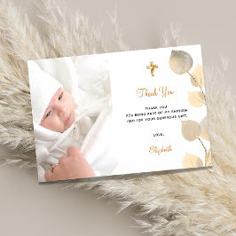 Baptism eucalyptus anpassningsbar fotogyllene tack kort