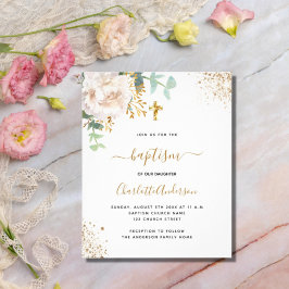 Baptism eucalyptus greenery blommigt kor inbjudan vykort