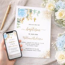 Baptism Eucalyptus greenery blue guld blommigt boy