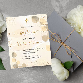 Baptism Eucalyptus greenery gyllene inbjudan