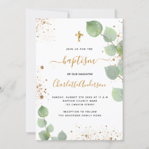 Baptism Eucalyptus greenery kor Inbjudningar
