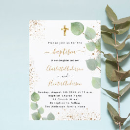Baptism eucalyptus greenery kor twillingar inbjudningar