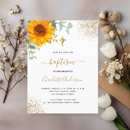 Baptism Eucalyptus grenery solros guld kor Inbjudan Vykort