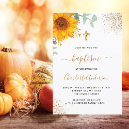 Baptism Eucalyptus grenery solros guld kor Inbjudningar