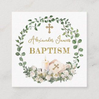 Baptism Eucalyptus Roses Cross  Tilläggskort