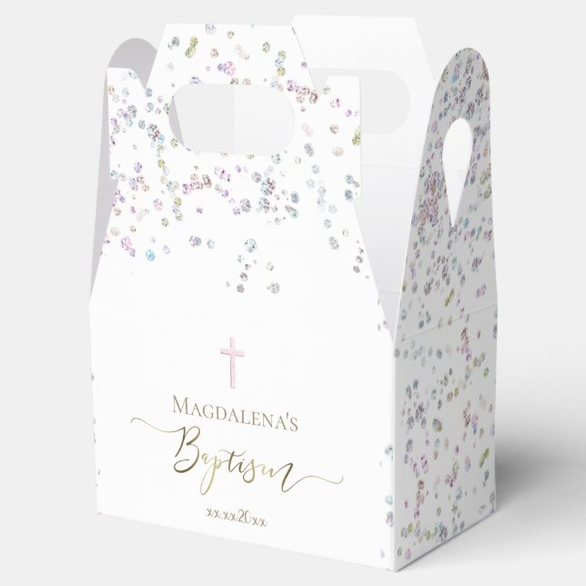 Baptism faux glitter favör box presentaskar (Öppnad)