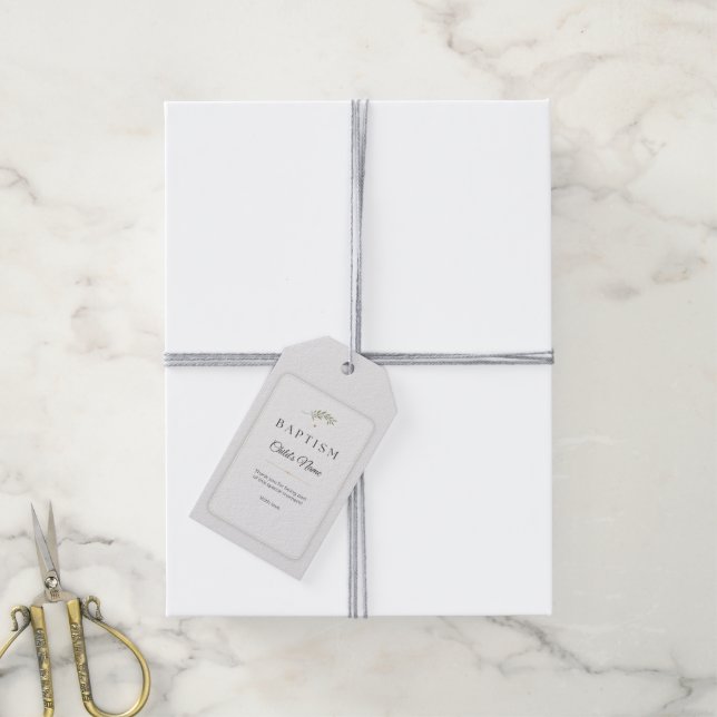 Baptism Favor Tag | Personalized Presentetikett (Med Snöre)
