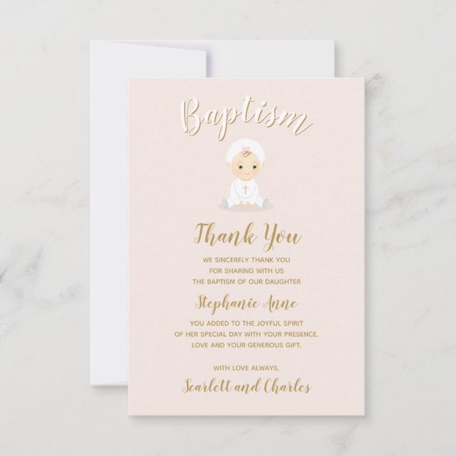 Baptism Flicka med Bonnet Inbjudningar (Framsida)