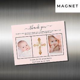 Baptism Flicka ro guld, fotomagnet tack för ditt k