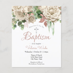 Baptism Flyer i Blommigten för vit Rosa