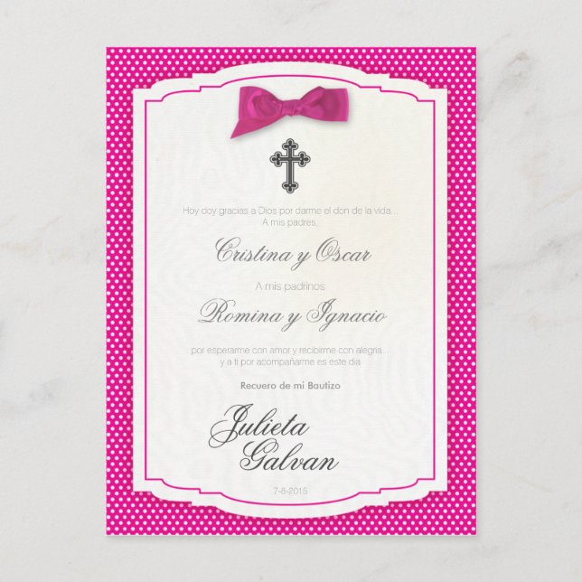 Baptism, födelsedag, Quinceañera, Bröllop Keepsaké Vykort (Framsida)