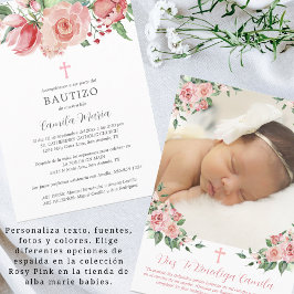 Baptism för flickor i den spanska baptismen Bautiz Inbjudningar