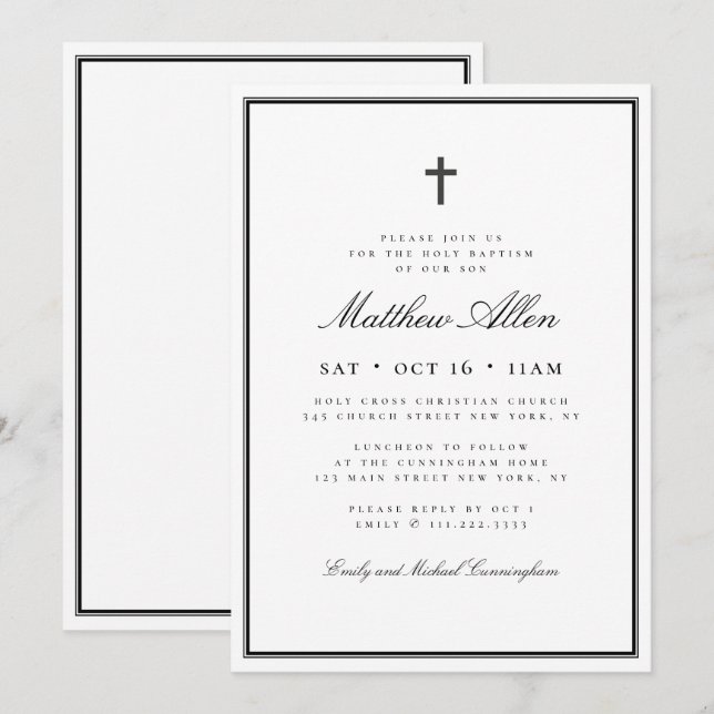 Baptism för hans klassiska Elegant Kor Inbjudningar (Fram/baksida)