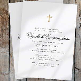 Baptism för henne Minimalistiskt Guld Kor Inbjudningar