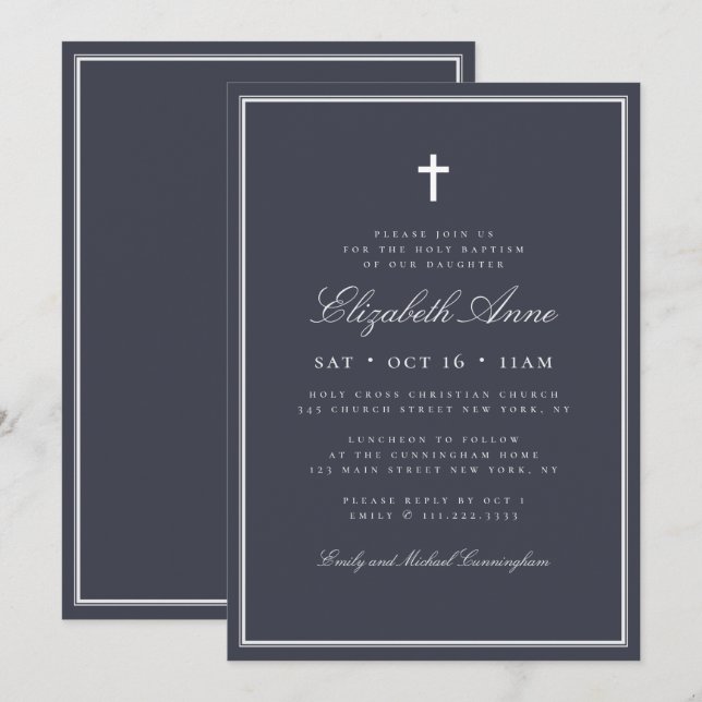 Baptism för hennes klassiska Elegant Kor Inbjudningar (Fram/baksida)