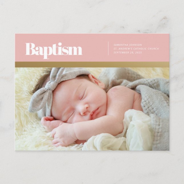 Baptism för hennes moderna och enkla foto vykort (Framsida)