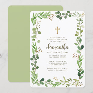 Baptism för hennes vattenfärgsblomma Kor Inbjudningar