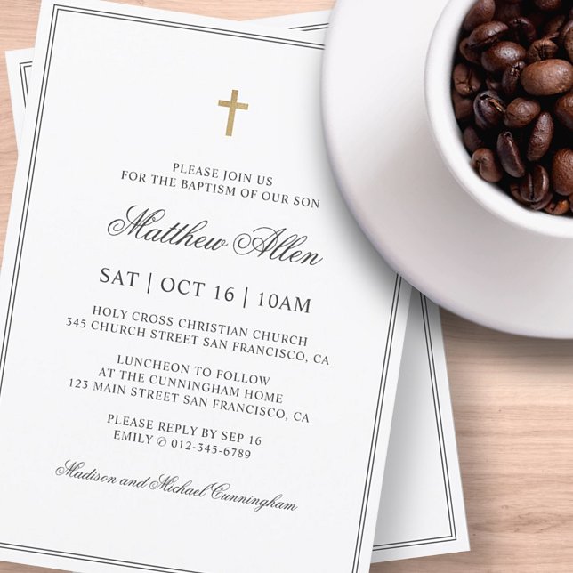 Baptism för honom | Elegant Classic Kor Inbjudningar (Skapare uppladdad)