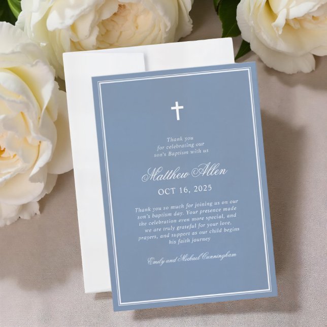 Baptism för honom | Elegant Classic Kor Tack Kort (Skapare uppladdad)