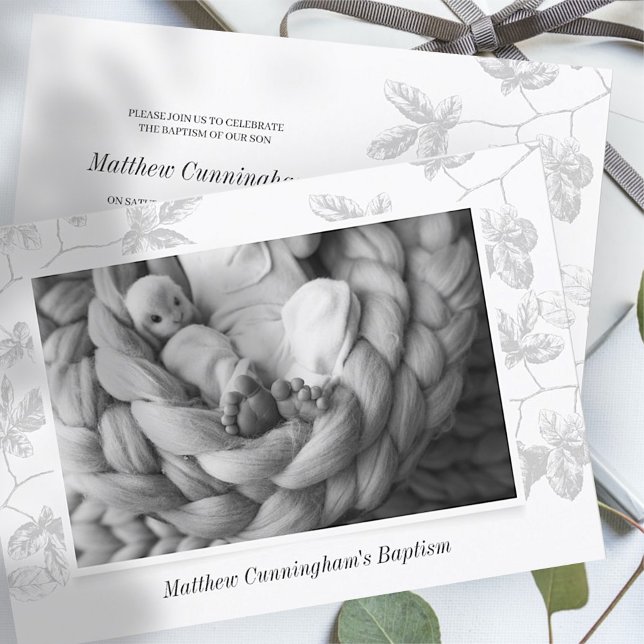 Baptism för honom | Enkelt fotoutfoto-Grått-lök Spara Datumet (Skapare uppladdad)