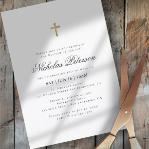 Baptism för honom Minimalistiskt Guld Kor Inbjudningar