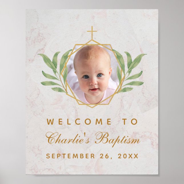 Baptism Foto botaniskt Geometric Löv Foliage Poster (Framsidan)