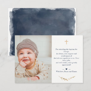 Baptism Foto - tack för ditt flottblåkort Inbjudningar