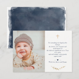 Baptism Foto - tack för ditt flottblåkort Inbjudningar