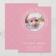 Baptism Fotoinbjudan, Flickans Bild Inbjudan