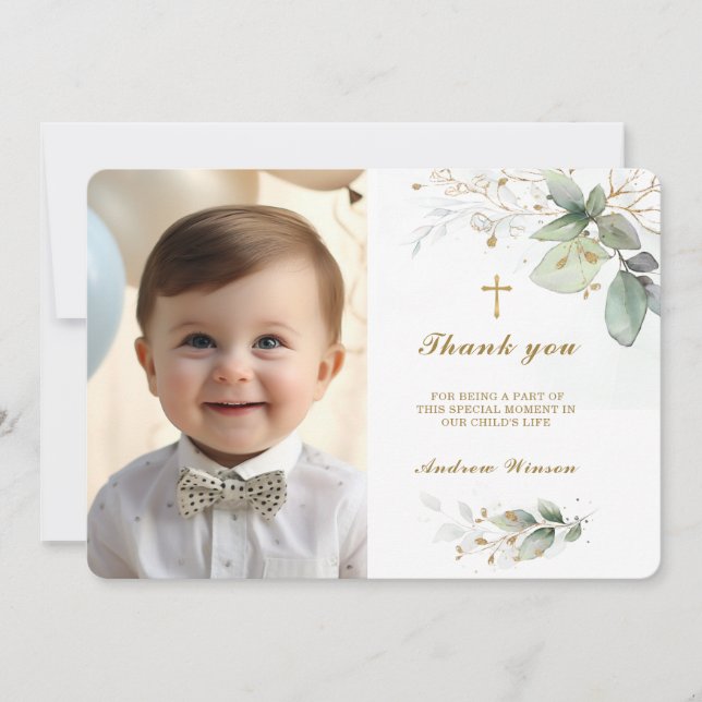 Baptism-fotokort för Tack (Framsida)