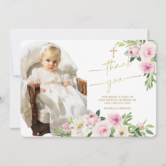 Baptism-fotokort för Tack Kort (Framsida)