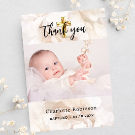 Baptism, fotovit blommigt pojke flicka tack kort