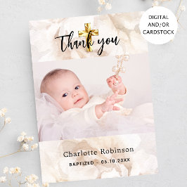 Baptism, fotovit blommigt tack vare ditt kort