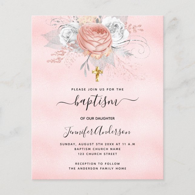 Baptism från blommigt i Rosa ros (Framsida)