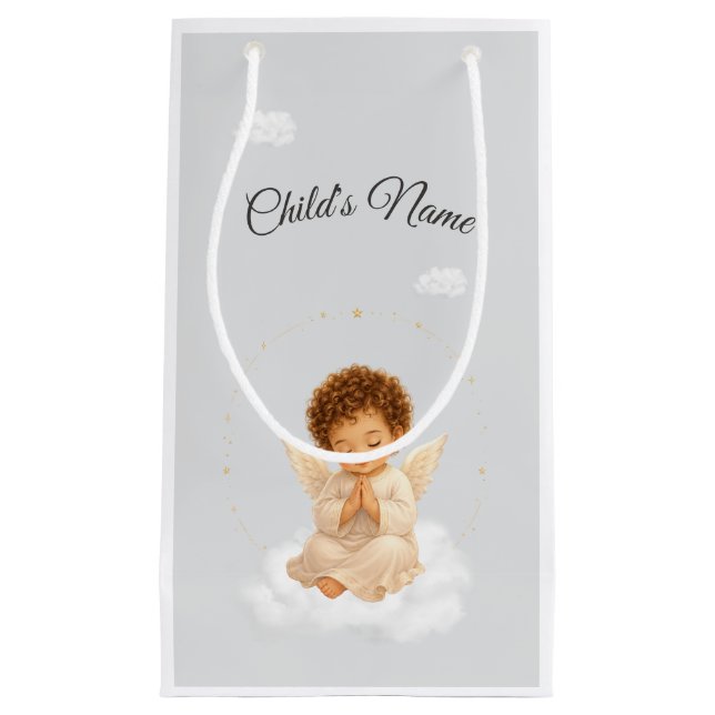 Baptism Gift Bag for Boy with Angel | Personalized (Framsidan)
