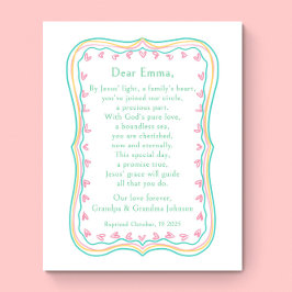 Baptism Gift Grandparent Prayer Nursery Wall Art Poster