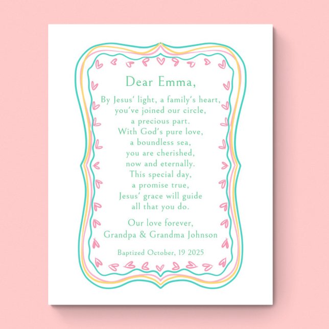 Baptism Gift Grandparent Prayer Nursery Wall Art  Poster (Skapare uppladdad)