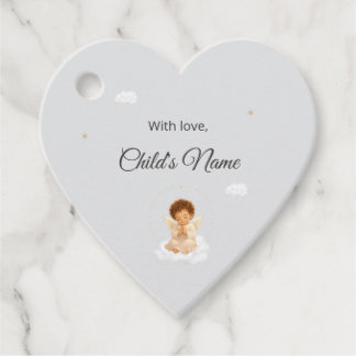 Baptism Gift Tag for Boy with Angel | Personalized Gåvor Etiketter