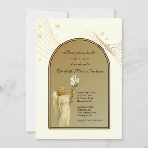 Baptism Girl eller Boy Guld Angel Inbjudningar